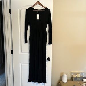 Auselily women’s long black maxi dress with pockets